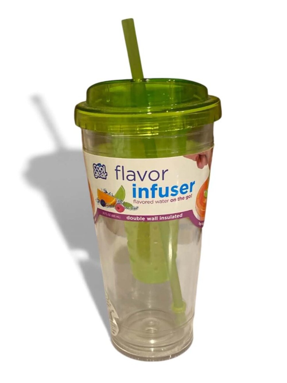 Cool Gear Green 23oz Insulated Straw Infuser Water Bottle NWT